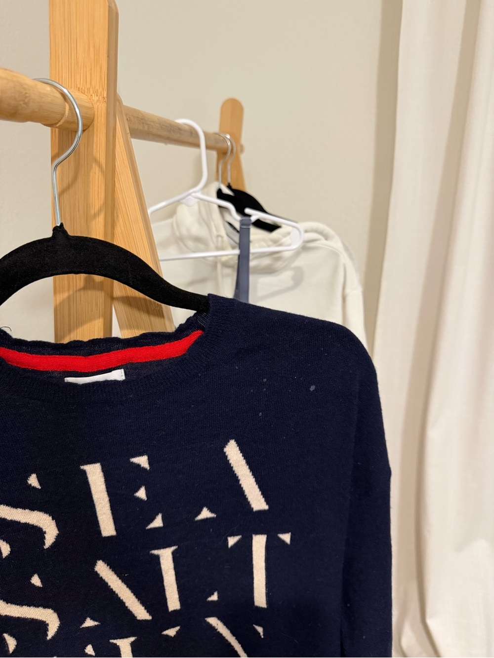Sundry Navy Crewneck Sweater with White 'SEA SALT SUN' Graphic - Picture 3 of 7